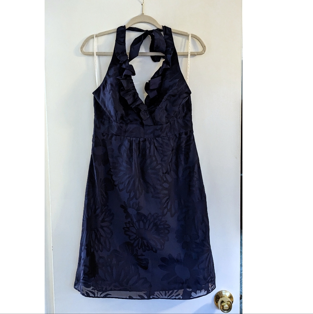 NWT - Lily Pulitzer Navy Floral Print Halter Dress
